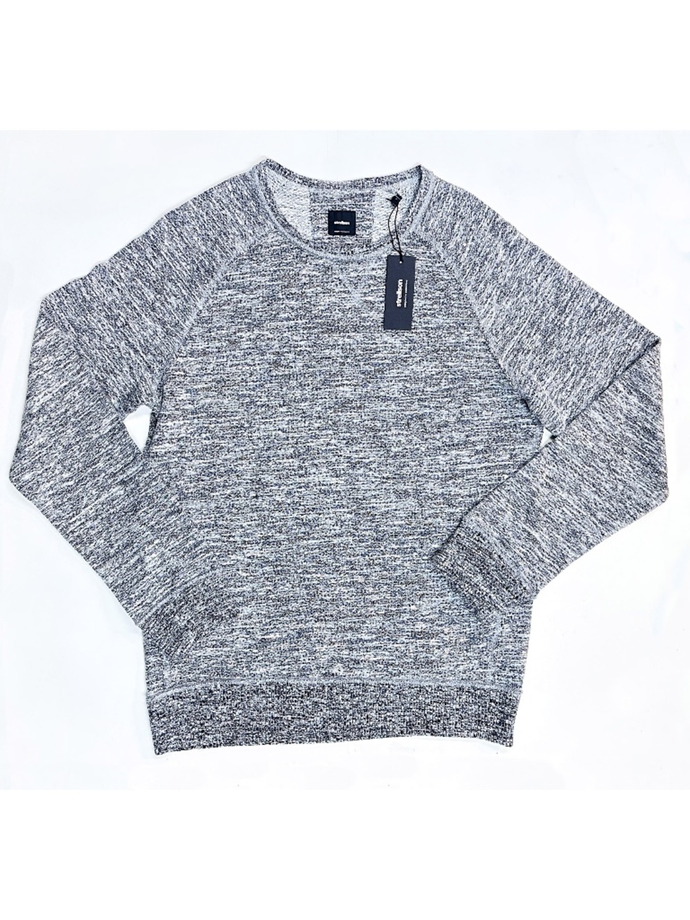 NWT STRELLSON Mens Large Grey Melange Knit Raglan Long Sleeve Crew Neck Sweater